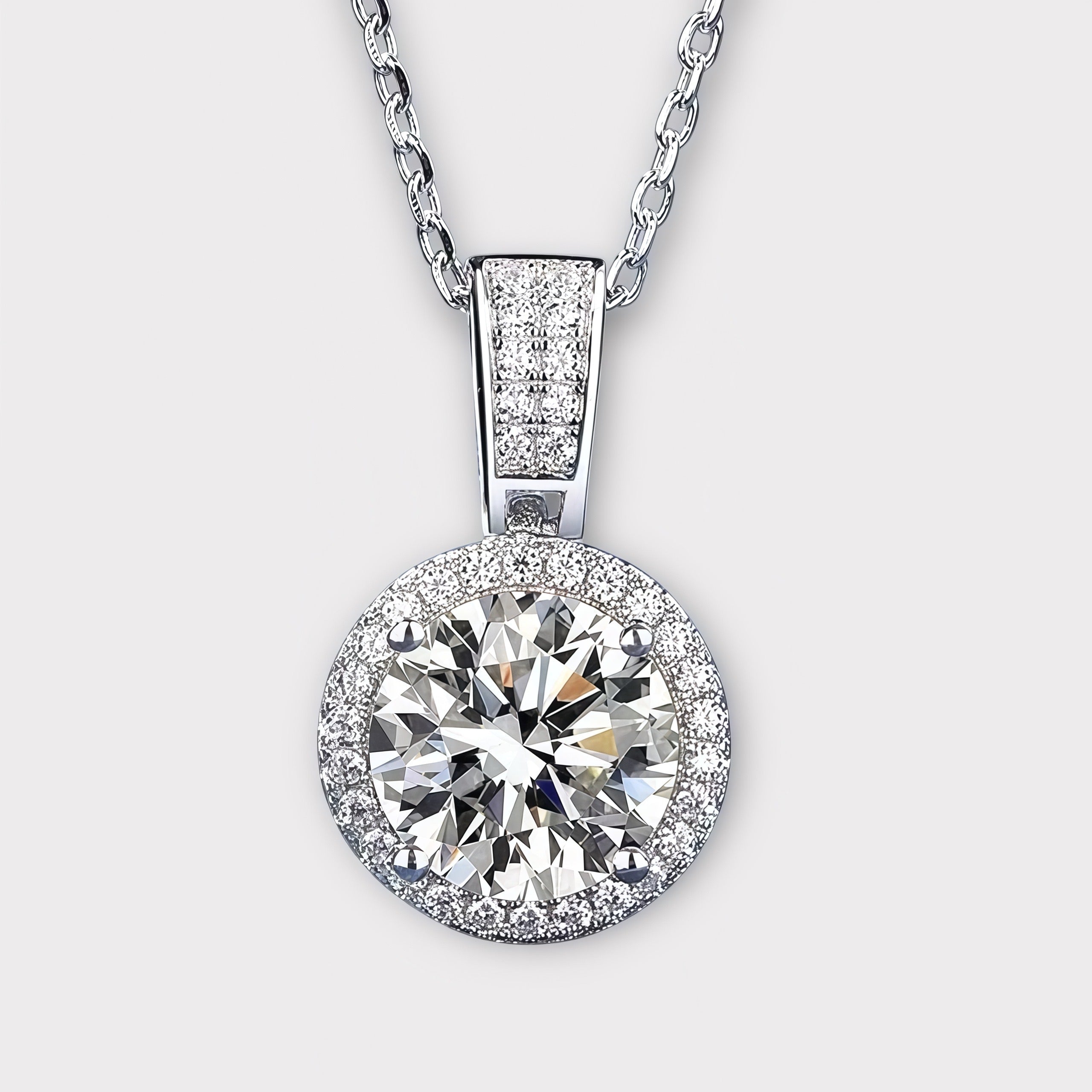 Moissanite Halo Necklace