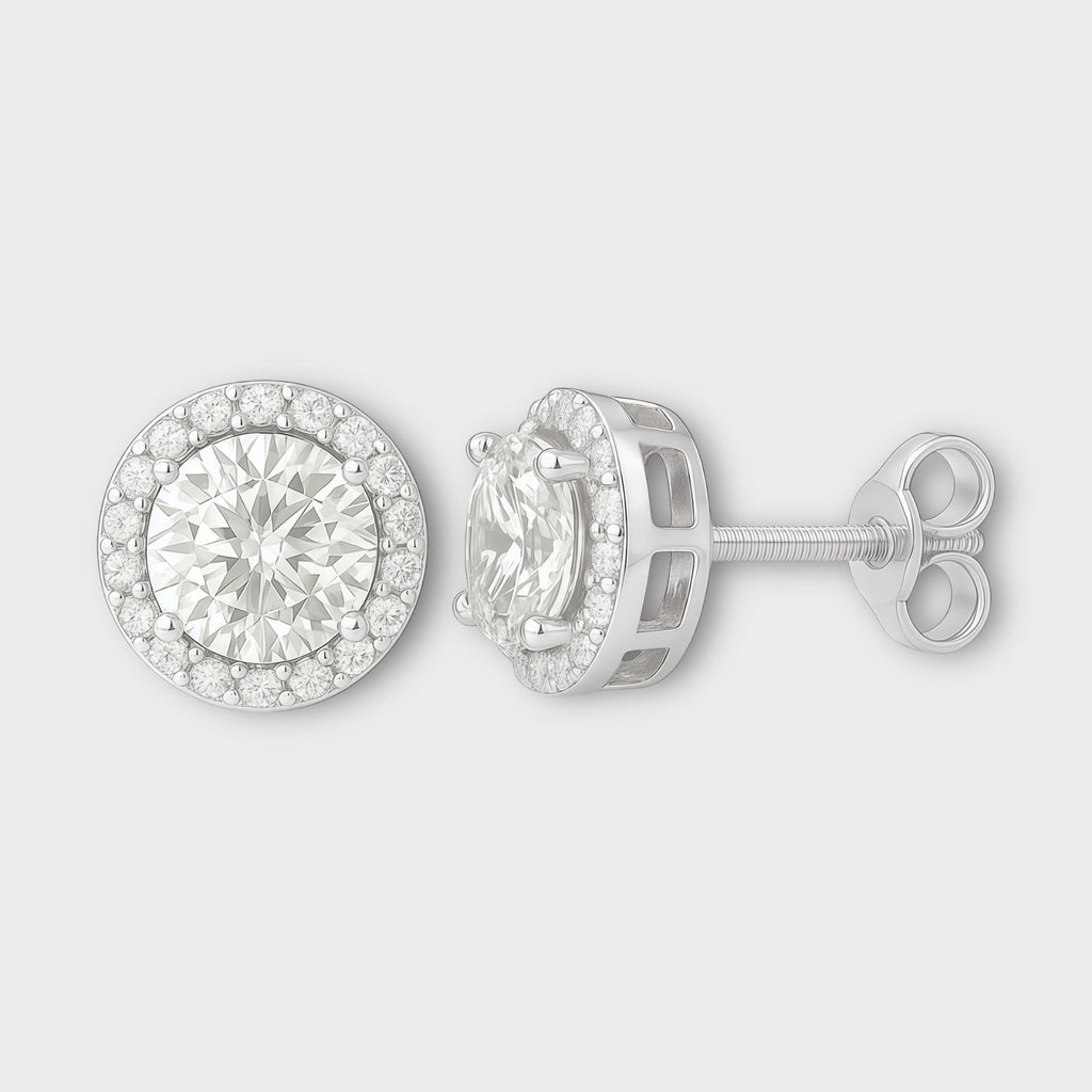 Halo Moissanite Earrings