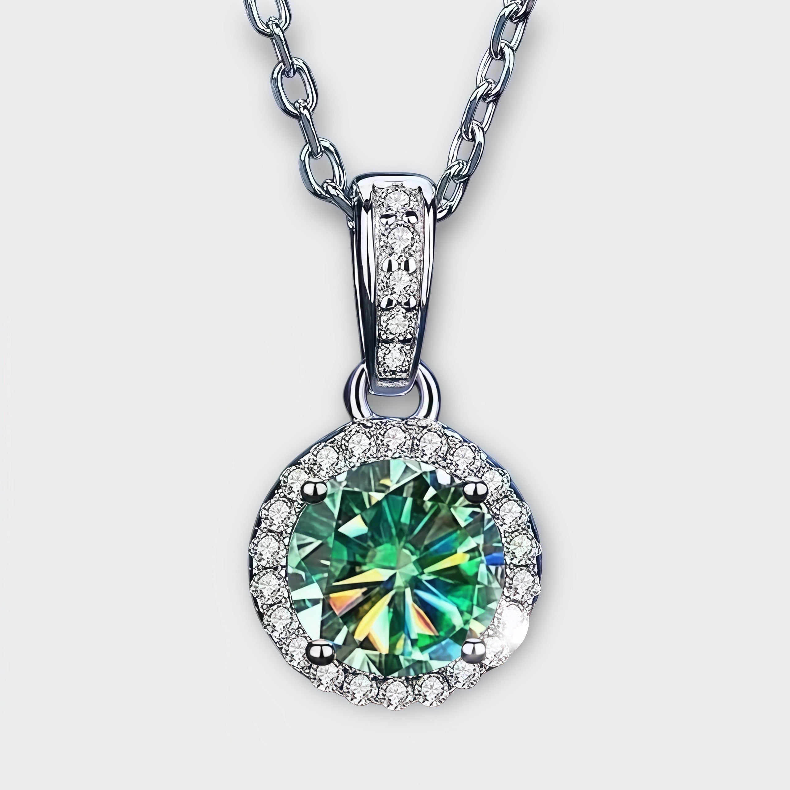 Moissanite Halo Necklace