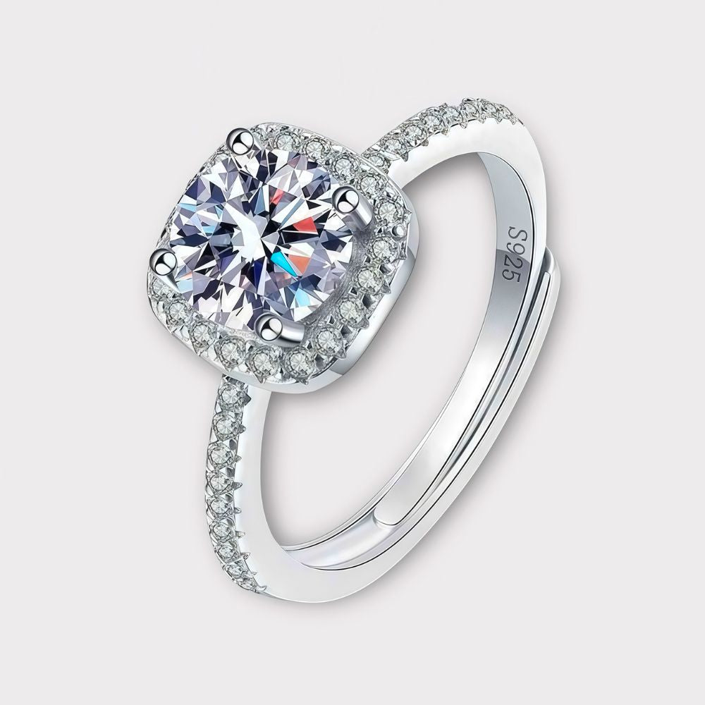 Moissanite Square Halo Ring