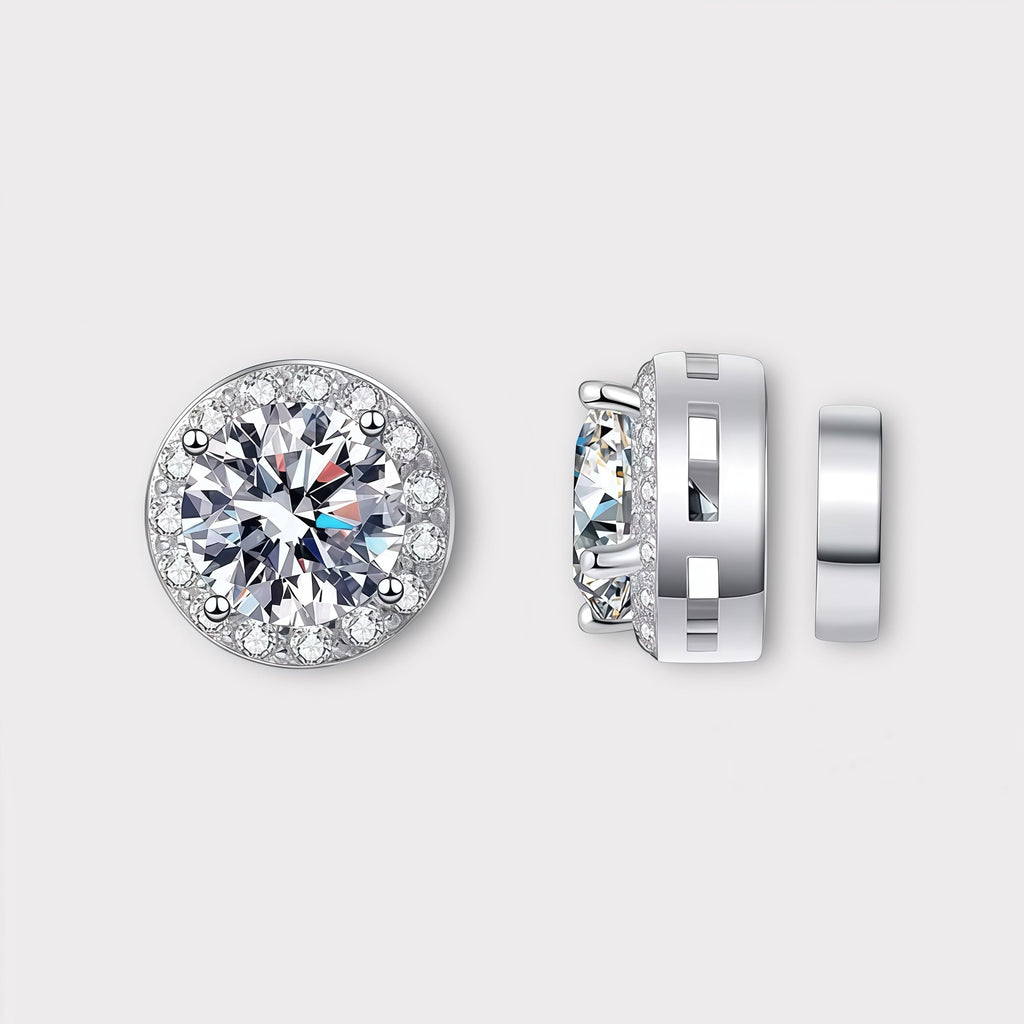 Moissanite Magnetic Halo Earrings