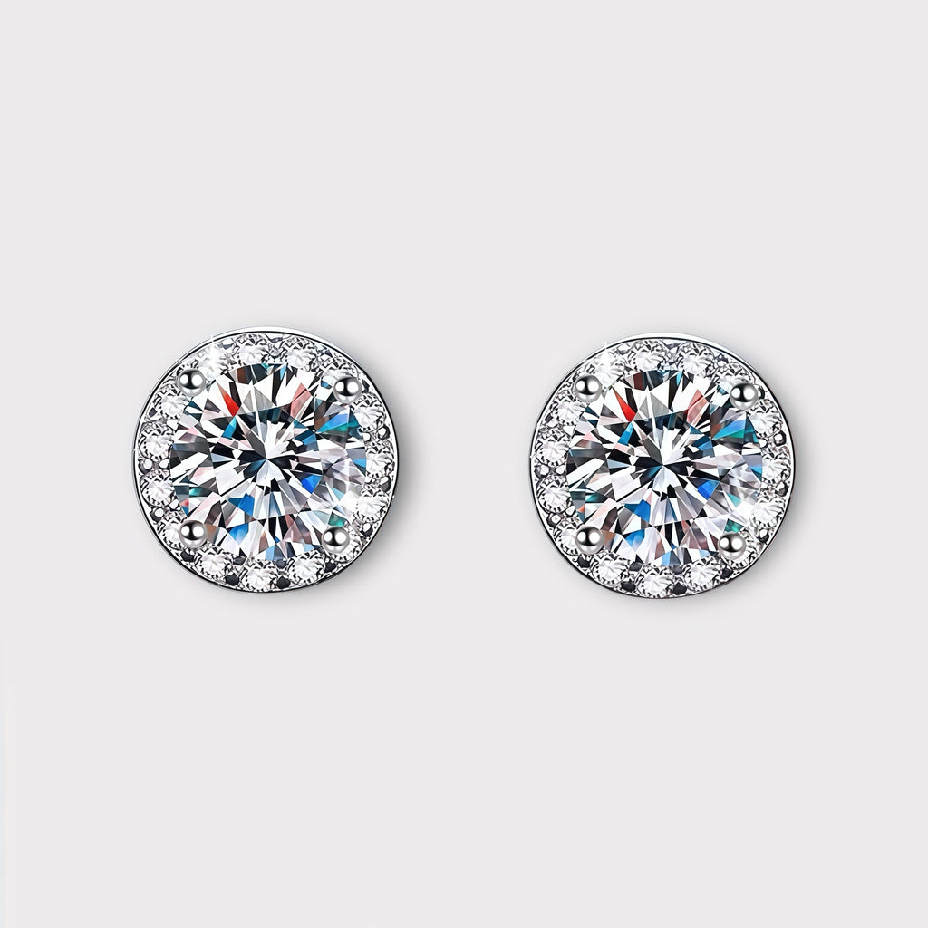 Moissanite Magnetic Halo Earrings